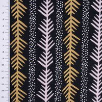 Rico Design Baumwollstoff grafisch Zweig Punkte schwarz lila gold 50x1