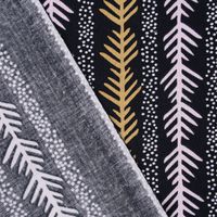 Rico Design Baumwollstoff grafisch Zweig Punkte schwarz lila gold 50x1