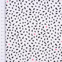 Rico Design Baumwollstoff Dreiecke weiß schwarz neonpink 50x140cm