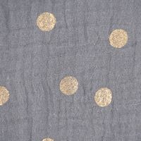 Rico Design Bekleidungsstoff Krinkel MusselPunkte grau gold 50x130cm