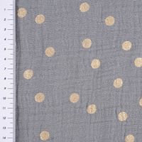 Rico Design Bekleidungsstoff Krinkel MusselPunkte grau gold 50x130cm