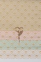 Dekostoff Leinenlook Metallic Art Deco Rauten rosa gold 1.40m