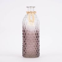 Deko Flasche mit Anhänger geprägt Glas farblos taupe natur 20.5x7cm