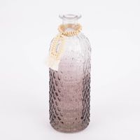 Deko Flasche mit Anhänger geprägt Glas farblos taupe natur 20.5x7cm