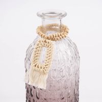 Deko Flasche mit Anhänger geprägt Glas farblos taupe natur 20.5x7cm