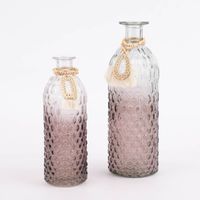 Deko Flasche mit Anhänger geprägt Glas farblos taupe natur 20.5x7cm