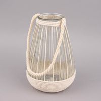 Windlicht Sailor geprägt mit Kordel Glas klar natur 27.5x18cm