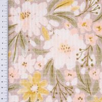Bekleidungsstoff Waffelpique Digitaldr. Blumen altrosa senf grün 1.45