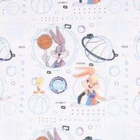 Baumwollstoff Popeline Digitaldr. Space Jam Tune Squad weiß blau bunt