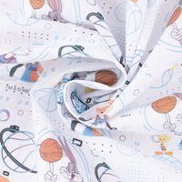 Baumwollstoff Popeline Digitaldr. Space Jam Tune Squad weiß blau bunt