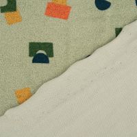 Frotteestoff Stretch Frottee Geometrie Bauklötze grün orange blau oc