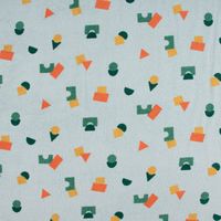 Frotteestoff Stretch Frottee Geometrie Bauklötze hellblau orange grü
