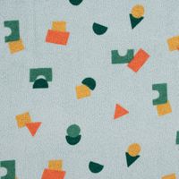 Frotteestoff Stretch Frottee Geometrie Bauklötze hellblau orange grü
