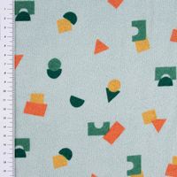 Frotteestoff Stretch Frottee Geometrie Bauklötze hellblau orange grü