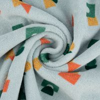 Frotteestoff Stretch Frottee Geometrie Bauklötze hellblau orange grü