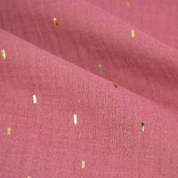 Double Gauze Foliendruck Konfetti Striche uni dunkel altrosa gold