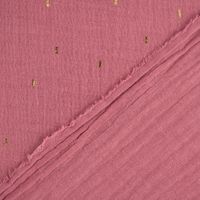 Double Gauze Foliendruck Konfetti Striche uni dunkel altrosa gold