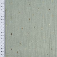 Double Gauze Foliendruck Konfetti Striche uni altgrün gold