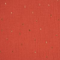 Double Gauze Foliendruck Konfetti Striche uni rost gold 1.35m