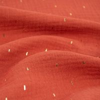 Double Gauze Foliendruck Konfetti Striche uni rost gold 1.35m