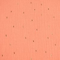 Double Gauze Foliendruck Konfetti Striche uni apricot gold 1.35m