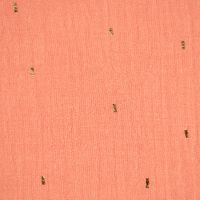 Double Gauze Foliendruck Konfetti Striche uni apricot gold 1.35m