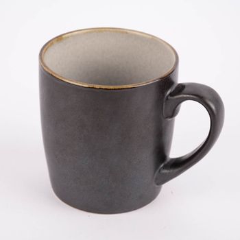 Tasse reactive glaze reaktive Glasur schwarz hellgrau 12x9cm