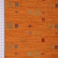 Möbelstoff Bezugsstoff Chenille WALSUM Kästchen orange 140cm Breite