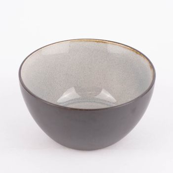 Schale reactive glaze reaktive Glasur schwarz hellgrau 14x7.5cm