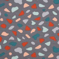 Baumwolljersey Organic Bio GRAPHIC DOTS Mosaik grau mint rosa 1.5m