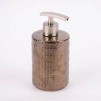 Seifenspender geometrisches Muster Keramik bronze silberfarbig 8x17cm