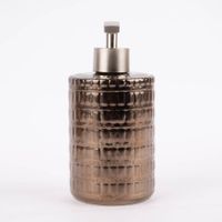 Seifenspender geometrisches Muster Keramik bronze silberfarbig 8x17cm