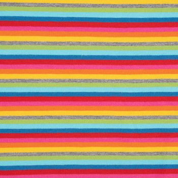 Baumwolljersey Jersey Streifen Regenbogenfarben bunt 1.4m Breite