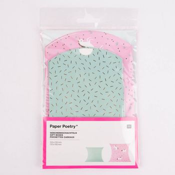 Rico Design Geschenkschachteln Mix Einhorn Mint Rosa mit Folienprägung 6 Stück verschieden groß