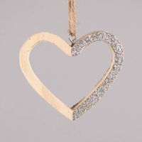 Rico Design Dekohänger Herz Glitter Holz natur silberfarben 8x8x0.9cm