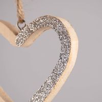 Rico Design Dekohänger Herz Glitter Holz natur silberfarben 8x8x0.9cm