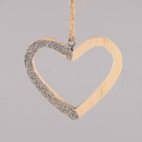Rico Design Dekohänger Herz Glitter Holz natur silberfarben 8x8x0.9cm