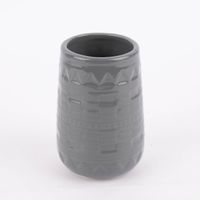 Becher ohne Henkel Keramik geometrisches Muster grau 7.5x12cm