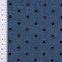 Sommer-Jeansstoff Jeans Punkte beflockt dunkelblau schwarz 1.45m