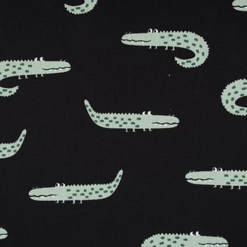 Baumwollstoff Popeline Krokodil schwarz grün weiß 1.45m Breite