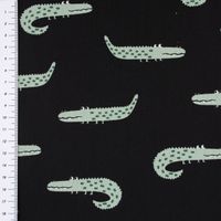 Baumwollstoff Popeline Krokodil schwarz grün weiß 1.45m Breite