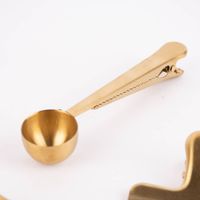 Verschlussklammern Kaffeelöffel Edelstahl goldfarben 11.5x1.5cm 3er Set