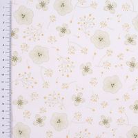 Baumwollstoff SHELBY Blumen Blüten weiß grün ocker dunkelgrün 1.5m