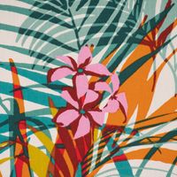 Dekostoff Baumwollstoff Poerani Exotik Blätter Blumen bunt 160cm