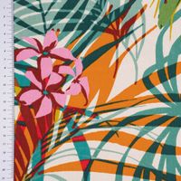 Dekostoff Baumwollstoff Poerani Exotik Blätter Blumen bunt 160cm