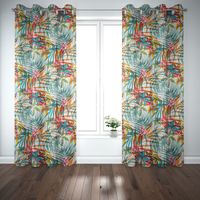 Dekostoff Baumwollstoff Poerani Exotik Blätter Blumen bunt 160cm