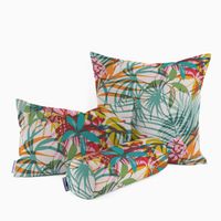 Dekostoff Baumwollstoff Poerani Exotik Blätter Blumen bunt 160cm