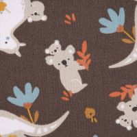 Baumwollstoff TJAMPI Känguru Koalas Blumen braun weiß grau ocker blau