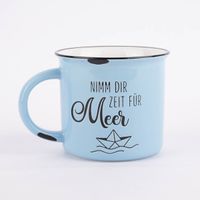 Grafik Werkstatt Tasse Vintage Nimm dir Zeit für Meer hellblau schwarz 400ml