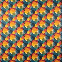 Tischdeckenstoff Wachstuch besch. Baumwolle Sixties Retro Formen 1.55m